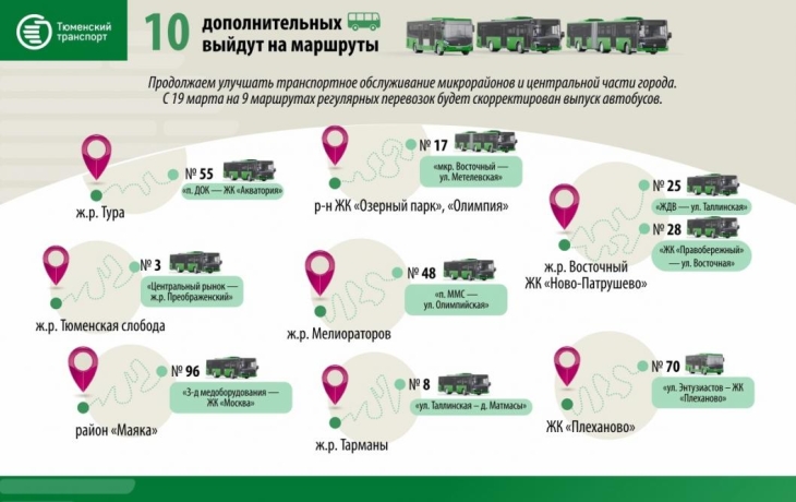 На дороги Тюмени выедут 10 дополнительных автобусов