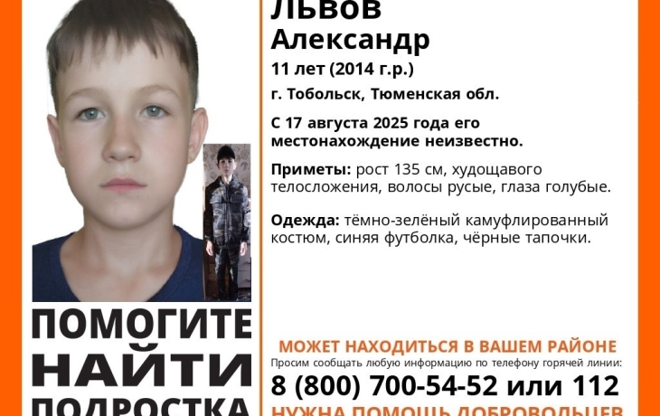 Шестой день разыскивают 11-летнего мальчика, пропавшего в Тобольске